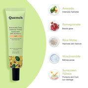 QUENCH BOTANICS Daily Defense Tinted Sunscreen SPF 50 PA+++ For Glowing Skin With Avocado & 2% Niacinamide
