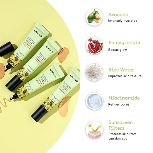 QUENCH BOTANICS Daily Defense Tinted Sunscreen SPF 50 PA+++ For Glowing Skin With Avocado & 2% Niacinamide