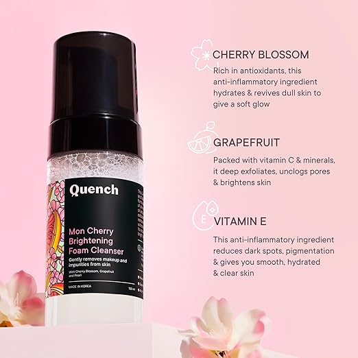 QUENCH BOTANICS Quench Brightening Foam Cleanser with Cherry Blossom Radiance