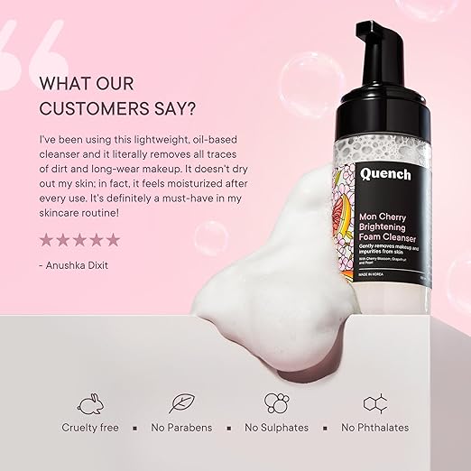 QUENCH BOTANICS Quench Brightening Foam Cleanser with Cherry Blossom Radiance