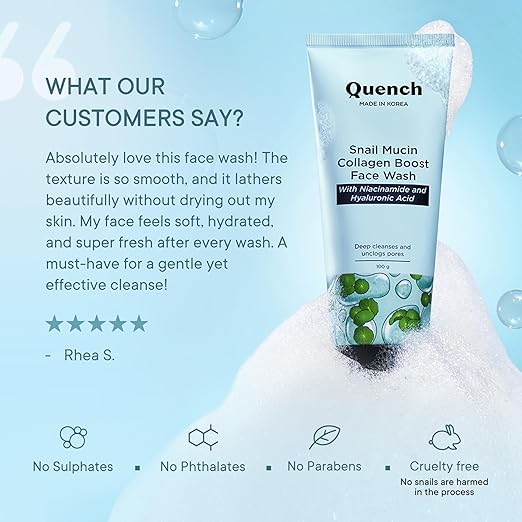 QUENCH BOTANICS Quench Snail Mucin Collagen Boost Face Wash 100ml