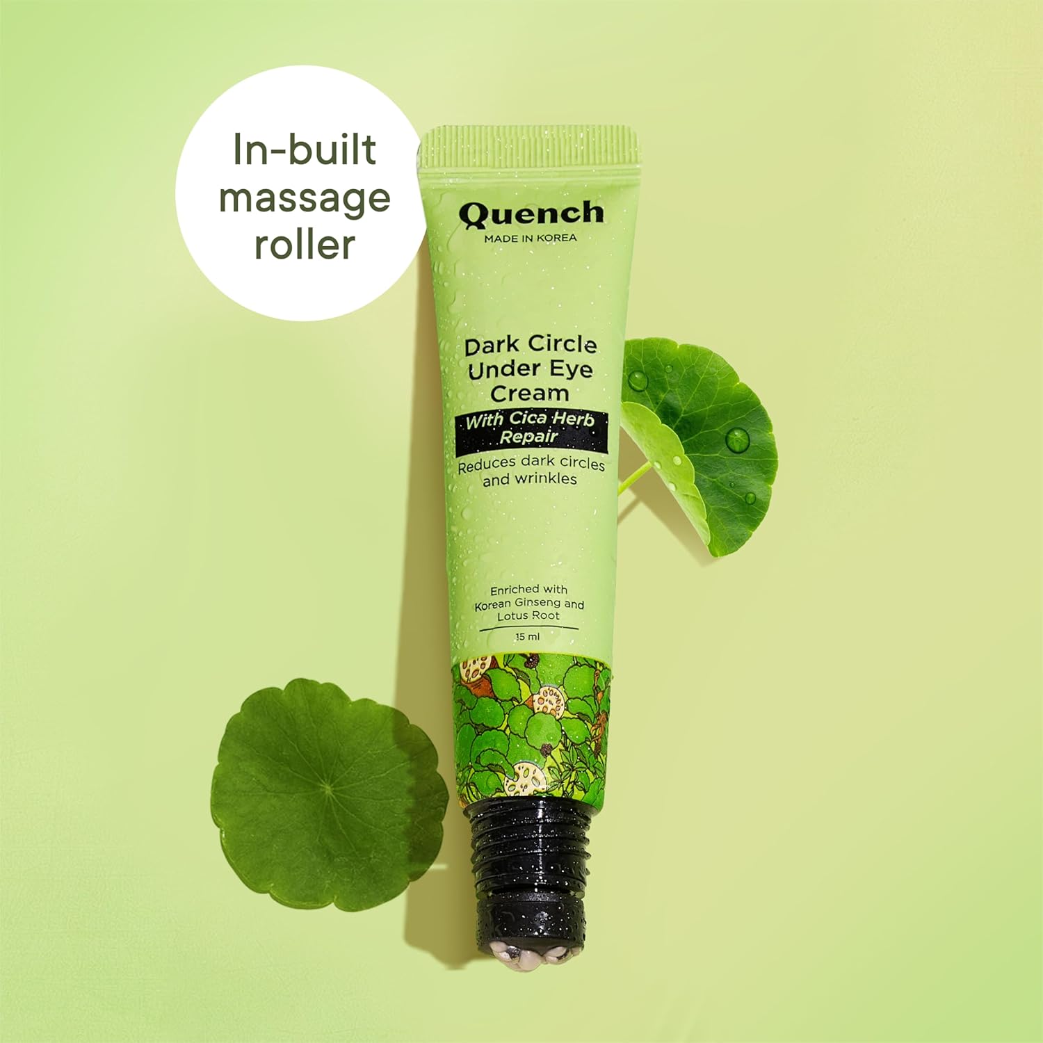 Quench Korean Dark Circle Under Eye Cream with Cooling Massage Roller