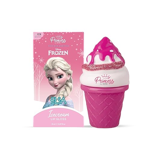 RENEE Disney Frozen Princess Icecream Lip Gloss Elsa-For Pre-Teen Girls,Enriched With Shea Butter & Apricot Oil,Adds Glossy Shine With Nourishing And Moisturizing Effect - No Parabens - 8Ml