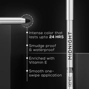 RENEE Midnight Kohl Kajal Pencil, Waterproof, Smudgeproof With Sharpener