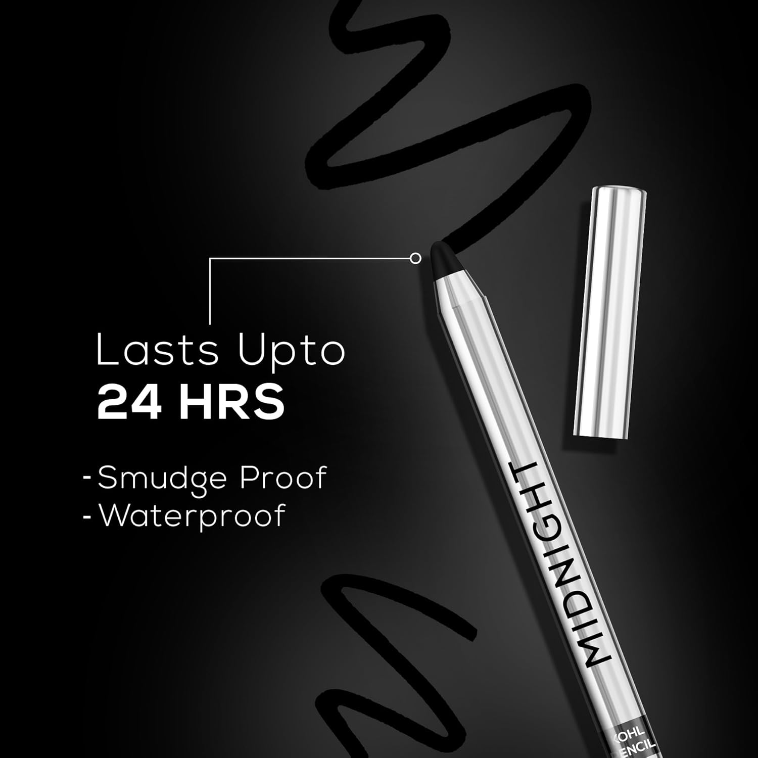 RENEE Midnight Kohl Kajal Pencil, Waterproof, Smudgeproof With Sharpener