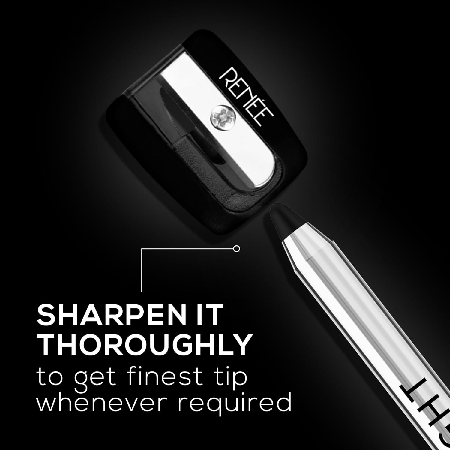 RENEE Midnight Kohl Kajal Pencil, Waterproof, Smudgeproof With Sharpener