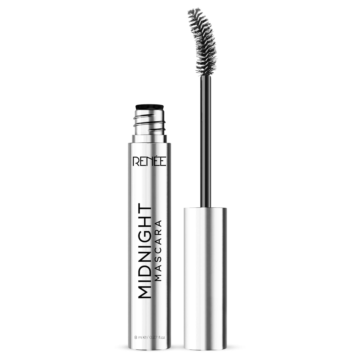 RENEE Midnight Mascara with Unique 360-Degree Wand, Darkest Black, Clump-Free, Long-Lasting Formula, Volumizes, Lengthens