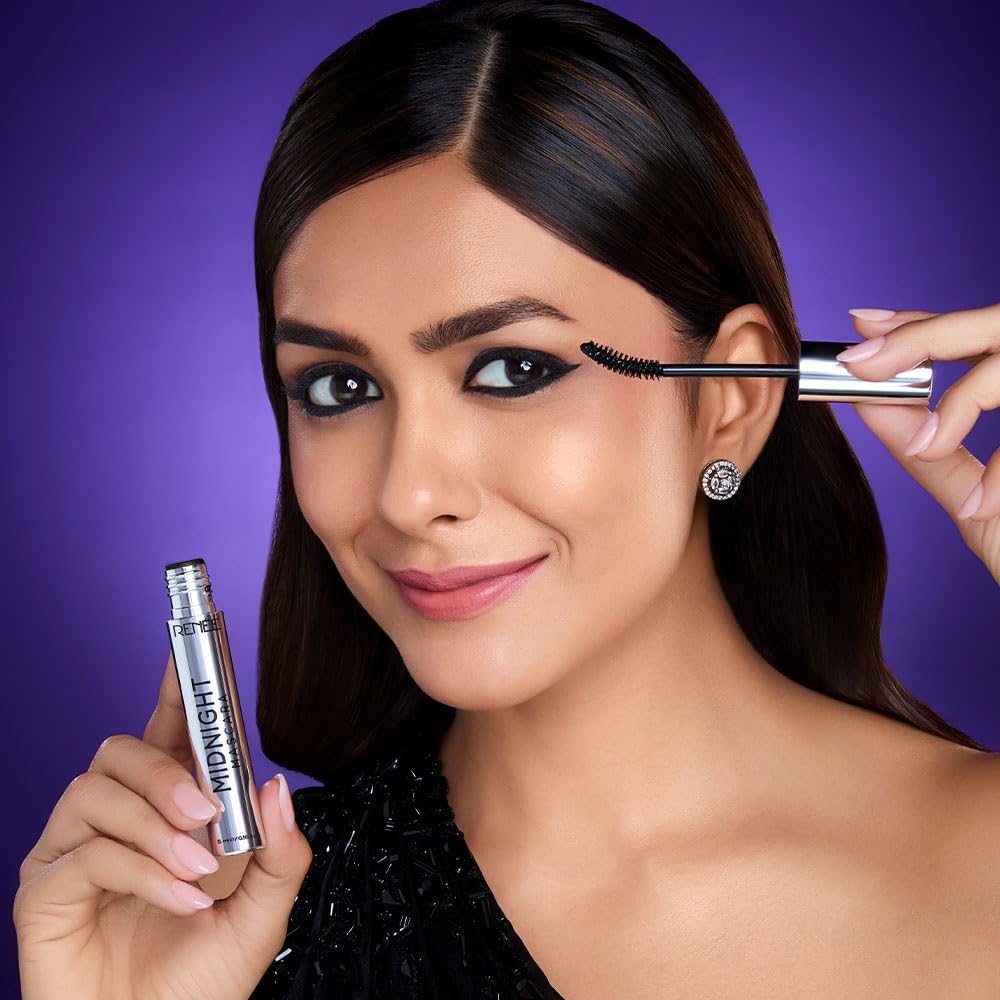 RENEE Midnight Mascara with Unique 360-Degree Wand, Darkest Black, Clump-Free, Long-Lasting Formula, Volumizes, Lengthens