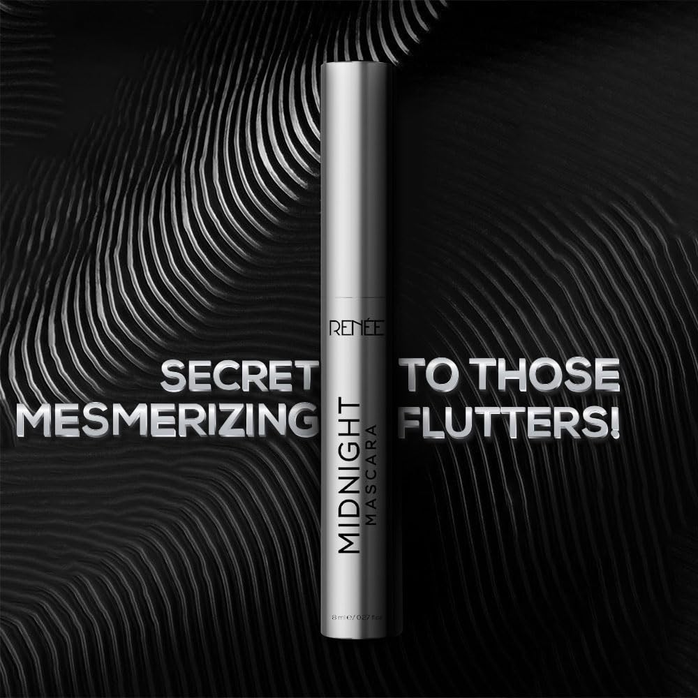 RENEE Midnight Mascara with Unique 360-Degree Wand, Darkest Black, Clump-Free, Long-Lasting Formula, Volumizes, Lengthens