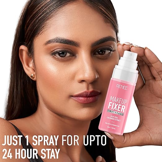 RENEE Natural Makeup Fixer For Face | Non-Sticky, Dewy Finish | With Aloe Vera & Cucumber Extract | Alcohol-Free, Hydrating Setting Spray | Vegan & Cruelty-Free | 60 ml