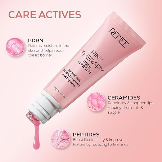 RENEE Pink Therapy PDRN Overnight Lip Repairing & Moisturising Lip Balm For Dry, Chapped Lips | Glossy Finish, Revives Lip Barrier & Improves Elasticity | With Vegan PDRN, Peptides & Ceramides | 10g