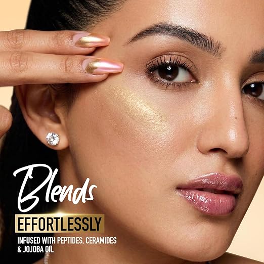 RENEE Yours Truly Strobe Cream for Face | 3 in 1 Highlighter Primer Moisturiser | Glow Cream, Lightweight, Non Sticky | Hydrating Dewy Skin Finish With Peptides | For All Skin Types | Rose Gold - 30g