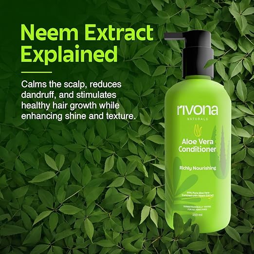 RIVONA NaturalS Aloe Vera Conditioner | + Neem |Anti Frizz And Smoothening | For Men & Women | All Hair Types | 250 Ml,