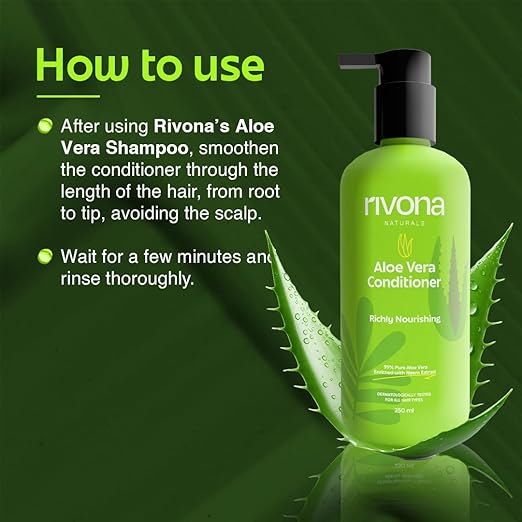 RIVONA NaturalS Aloe Vera Conditioner | + Neem |Anti Frizz And Smoothening | For Men & Women | All Hair Types | 250 Ml,