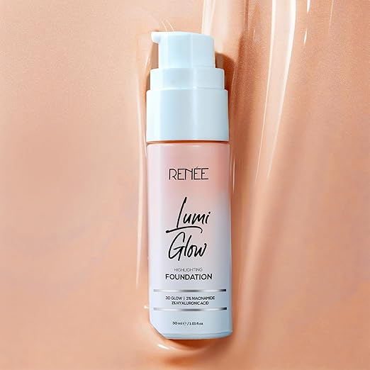 RENEE Lumi Glow Highlighting Liquid Foundation - Satin Ivory | Dewy Finish, Buildable Coverage & 3D Glow | Hydrates & Smoothens For Luminous Skin | With Hyaluronic acid & Niacinamide | 30ml