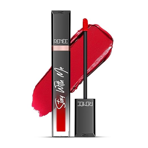 RENEE Stay With Me Matte Transferproof Liquid Lipstick| Waterproof & Smudge-proof | Bold Pigment, Lightweight & Long-lasting | With Hyaluronic Acid & Vitamin E | 6 ml