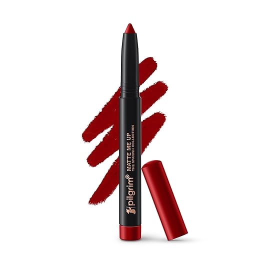 Pilgrim Long Lasting Crayon Lipstick | Intense Matte Finish | Waterproof & Lightweight | Highly Pigmented & Enriched With Ceramides & Mango Seed Oil | Smooth Glide Application