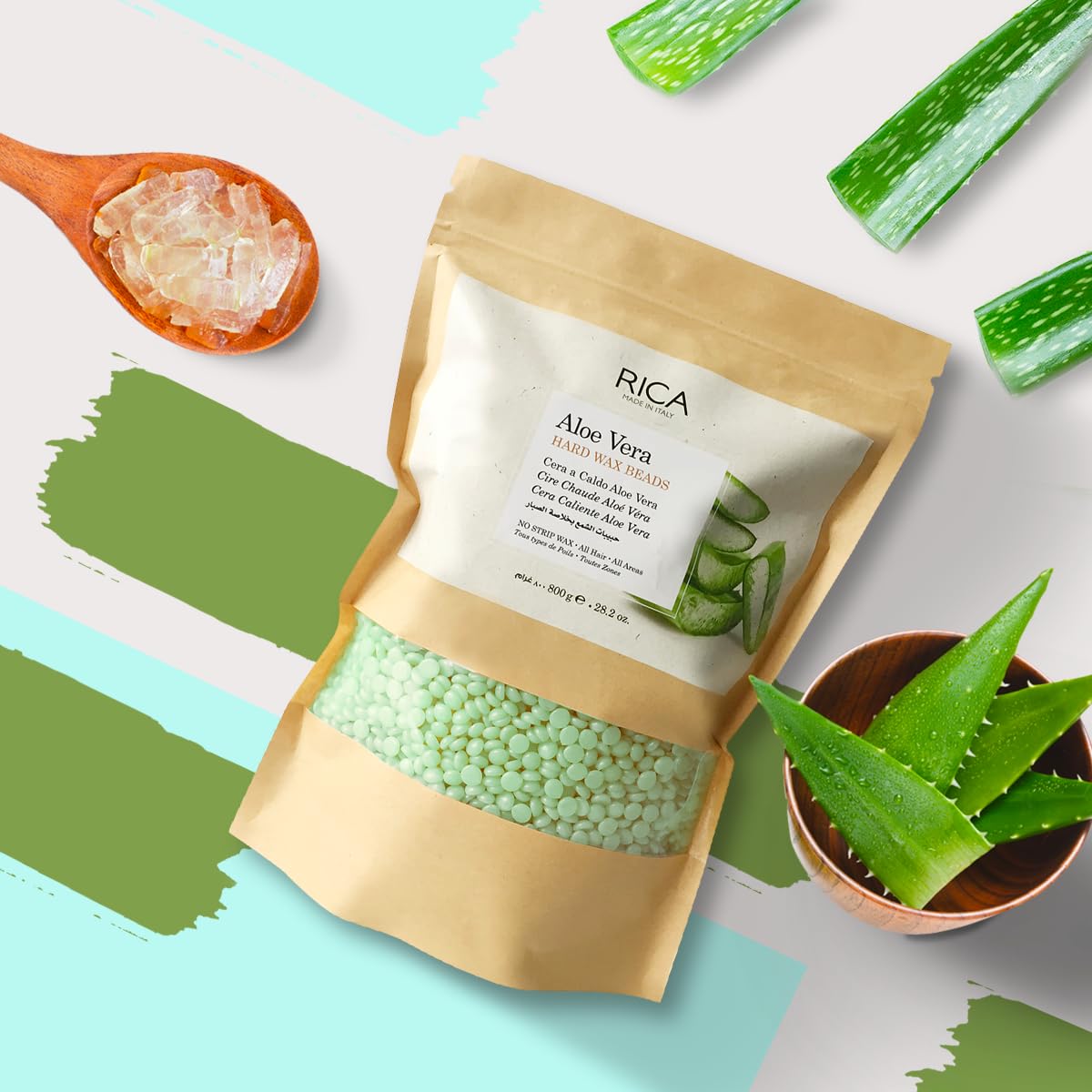 Rica Aloe Vera Beads, Stripless & Painless Hair Removal Hard Wax  800 gm