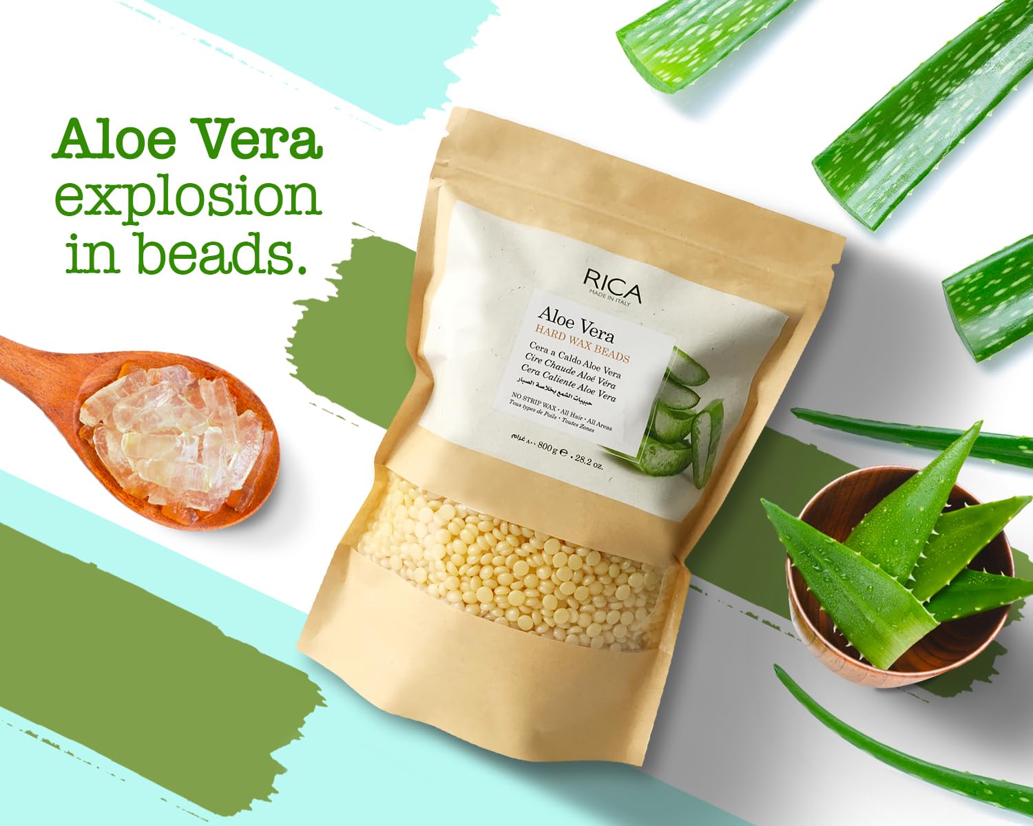 Rica Aloe Vera Beads, Stripless & Painless Hair Removal Hard Wax  800 gm