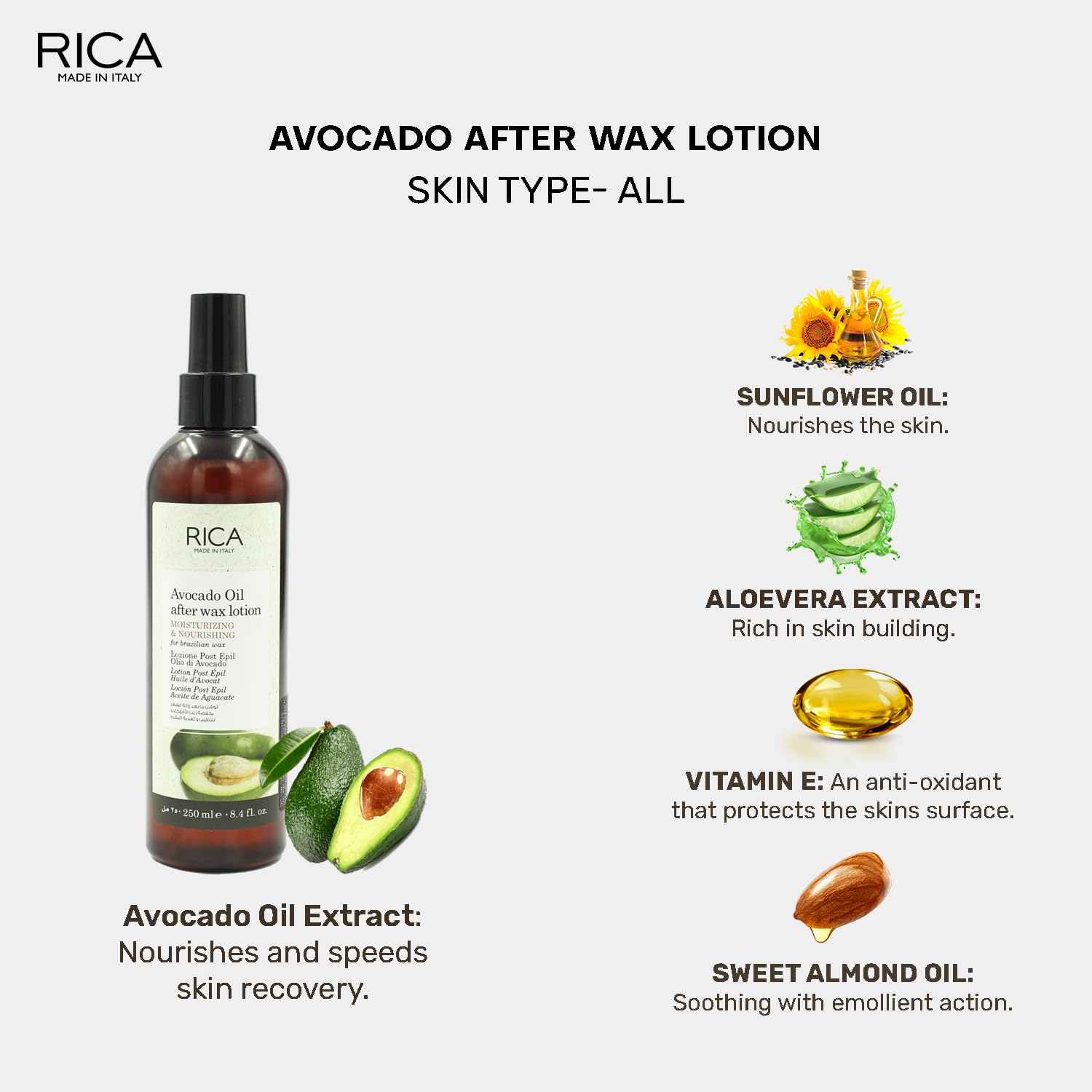 RICA AVOCADO OIL AFTER WAX LOTION 250 ML