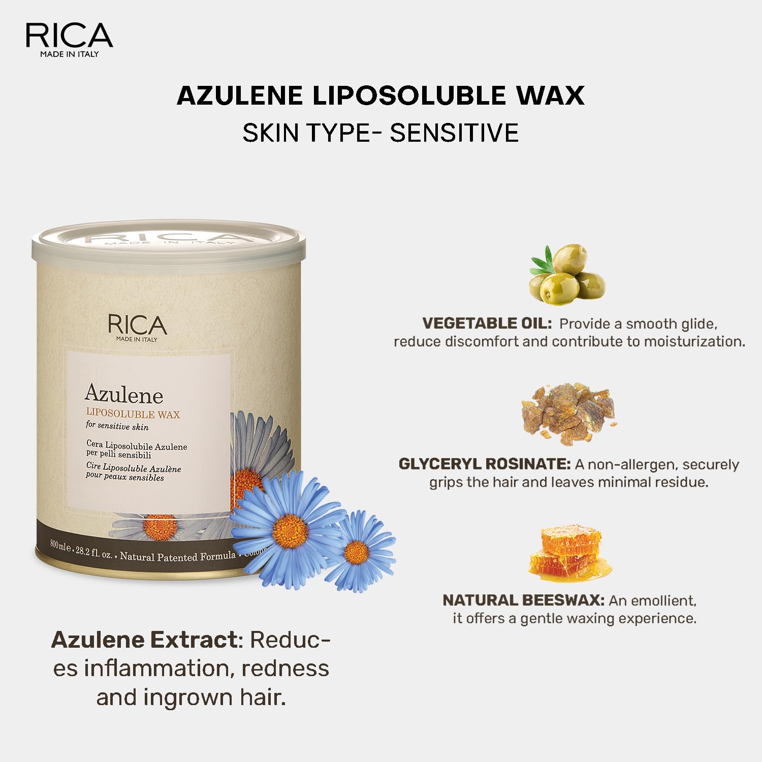 Rica Azulene Liposoluble Painless Hair Removal Wax  800 ml