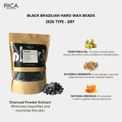 Rica Black Brazilian Beads, Stripless & Painless Hair Removal Wax 800ml