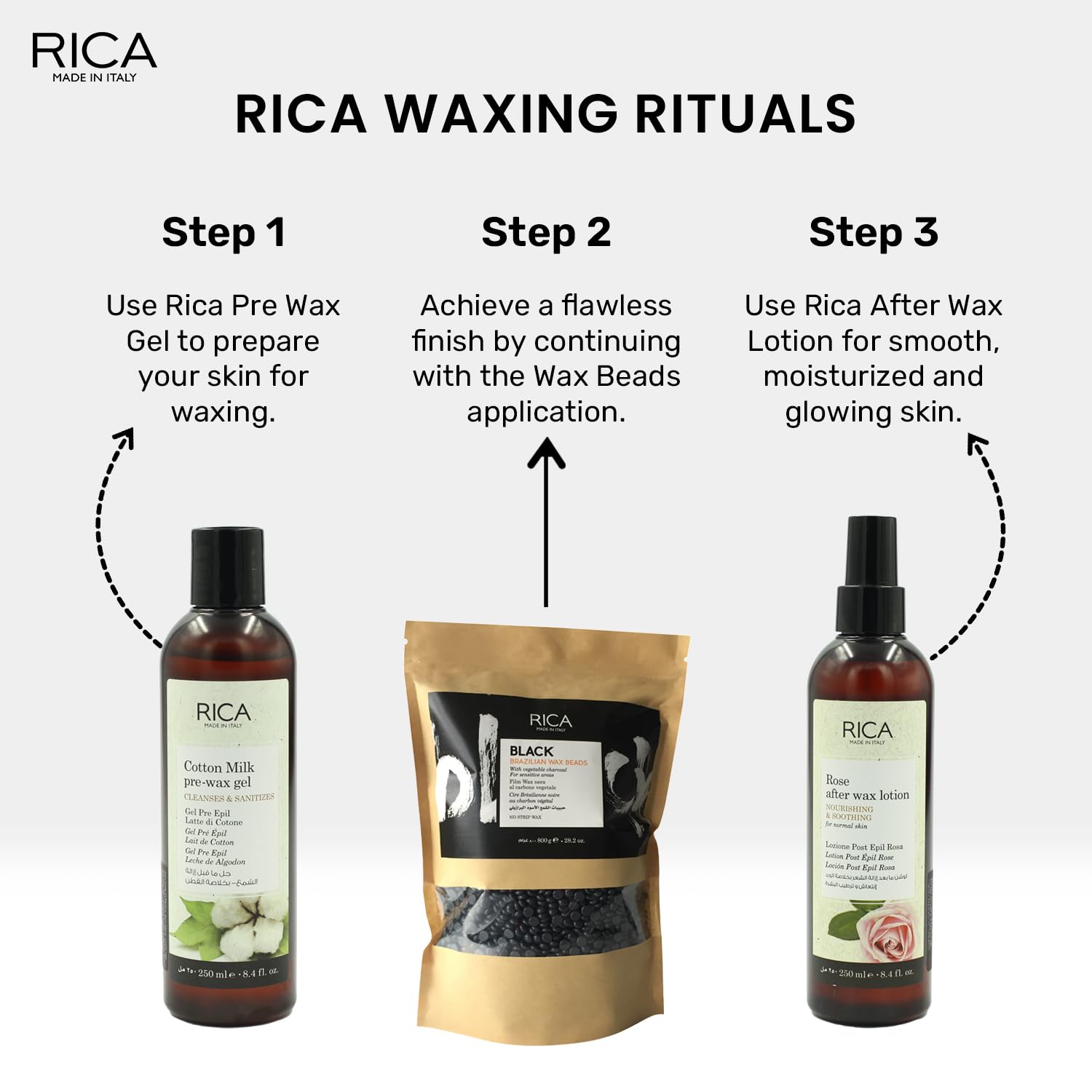 Rica Black Brazilian Beads, Stripless & Painless Hair Removal Wax 800ml