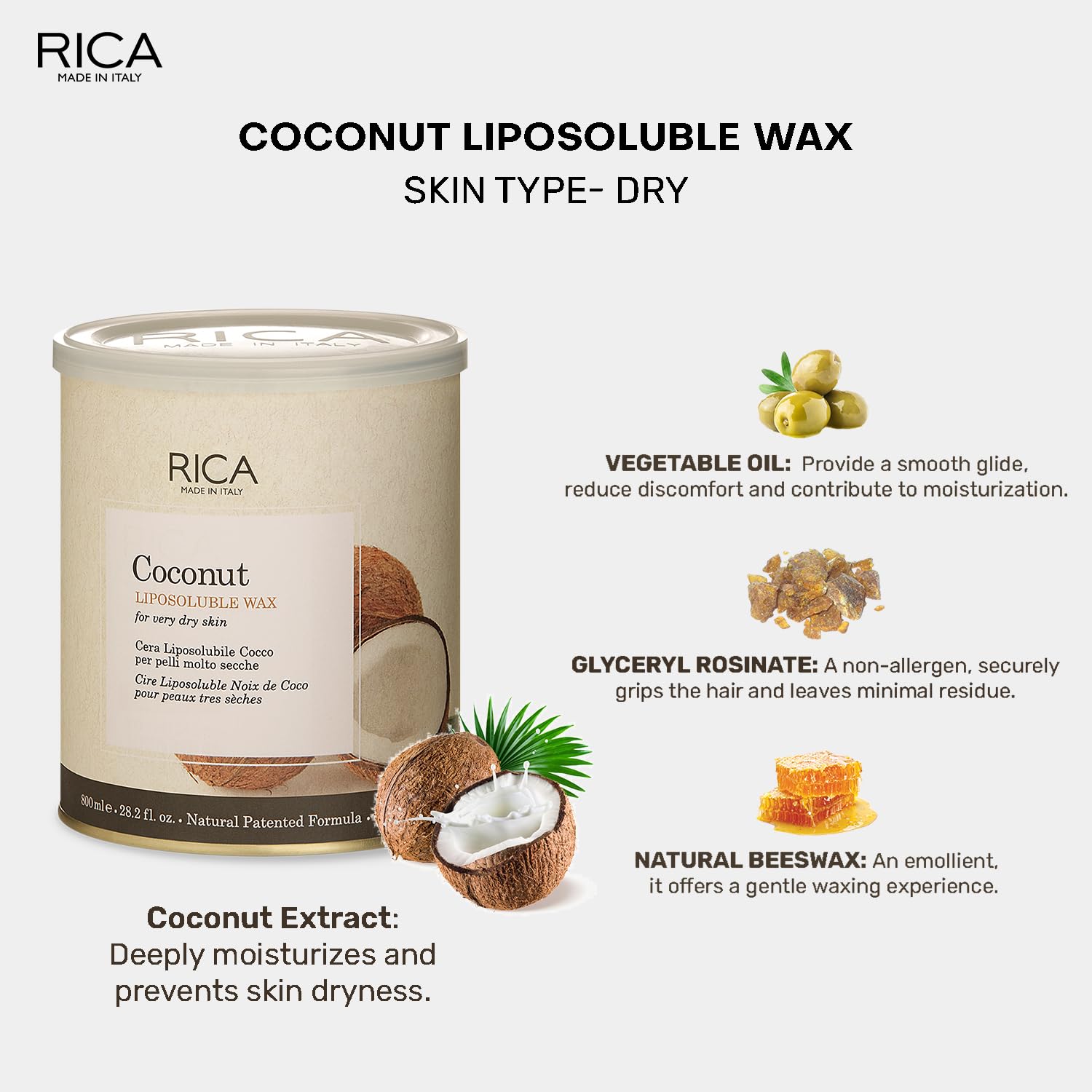 Rica Coconut Liposoluble Painless Hair Removal Wax  800ml