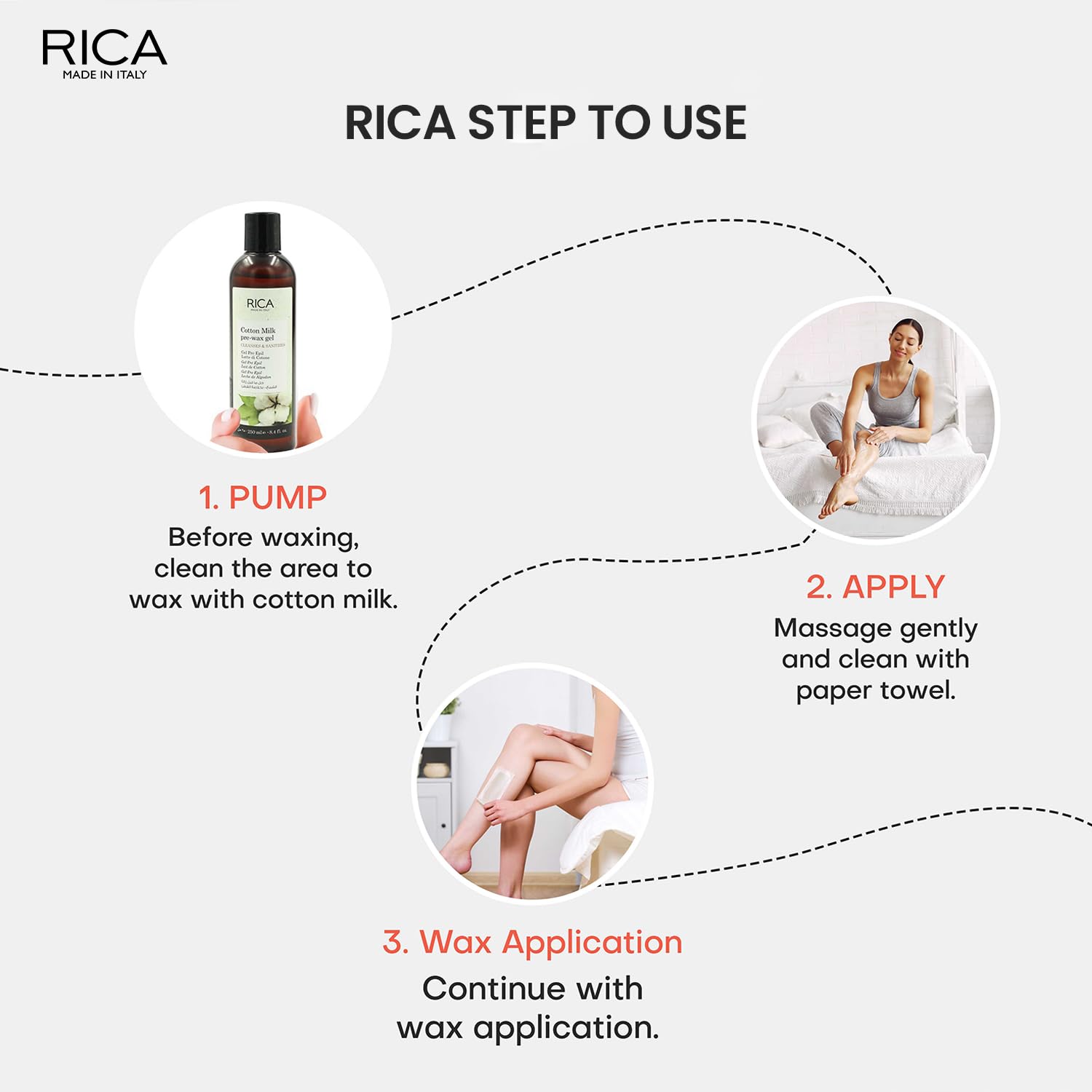 Rica Cotton Milk Pre Wax Gel  250ml