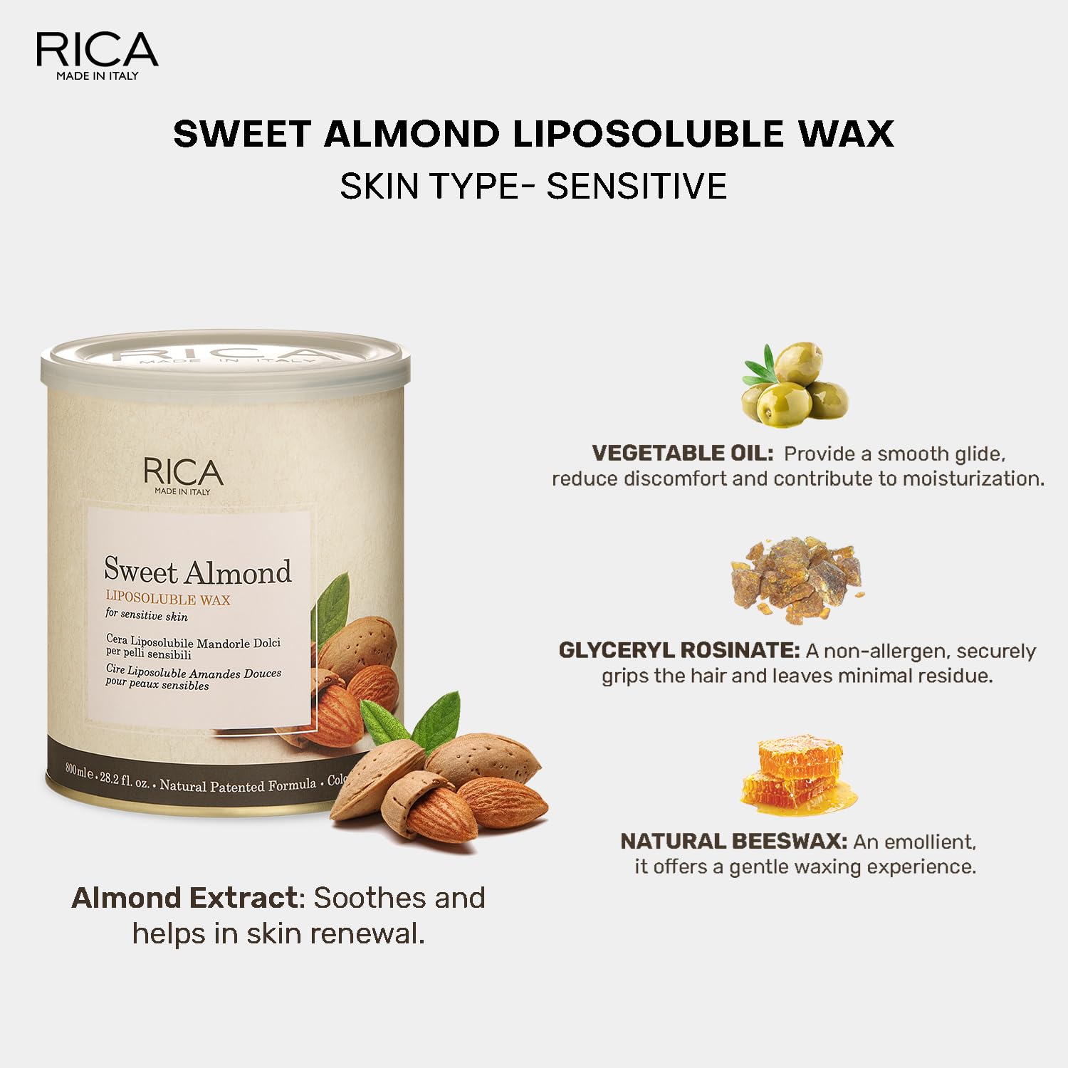 Rica Sweet Almond Liposoluble Painless Hair Removal Wax