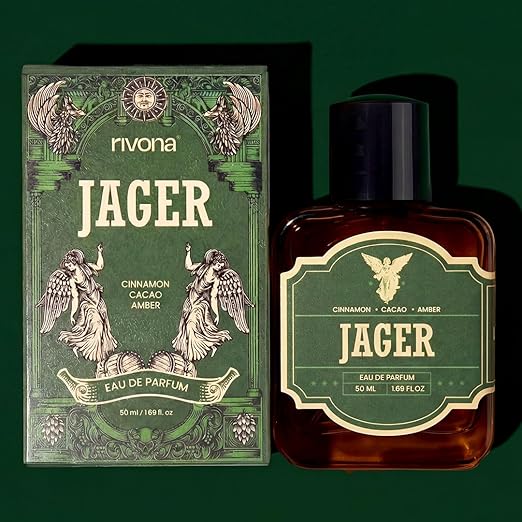 Rivona Jager Eau De Parfum for Men 50ml – Long Lasting Sweet & Spicy Gourmand Perfume | Vanilla, Tobacco & Amber | Luxury Perfume for Men & Women