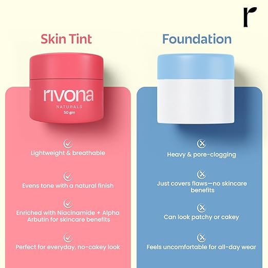 Rivona Naturals Bright Pink Face Cream | Long-Lasting Hydration | Light make up look | Vegan | Niacinamide & Mulberry Extracts| Tinted moisturiser | 50 gm (Warm Beige, 50 g (Pack of 1)