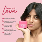 Rivona Naturals Bright Pink Face Cream | Long-Lasting Hydration | Light make up look | Vegan | Niacinamide & Mulberry Extracts| Tinted moisturiser | 50 gm (Warm Beige, 50 g (Pack of 1)