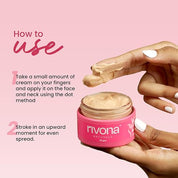 Rivona Naturals Bright Pink Face Cream | Long-Lasting Hydration | Light make up look | Vegan | Niacinamide & Mulberry Extracts| Tinted moisturiser | 50 gm (Warm Beige, 50 g (Pack of 1)