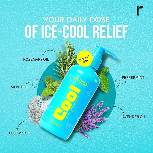 Rivona Naturals Cool Epsom body wash | Magnesium Shower gel (epsom salt) with Menthol & Rosemary Oil | Instant Muscle recovery body wash, skin Relaxation, Hand and Foot bath salt l Refreshing Natural Fragrance | Sports & Fitness - 250 ml