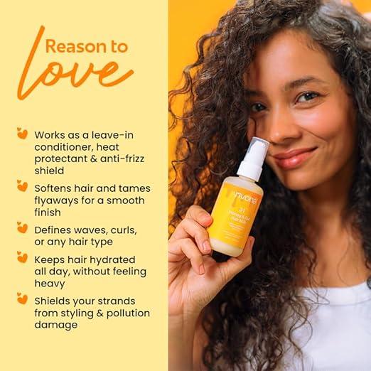 Rivona Naturals Honey & Oat Hair Milk | 3-in-1 Weightless Leave-In Conditioner + Heat Protectant + Anti-Frizz Cream | Silicone-Free | Adds Shine & Moisture | For Curly, Wavy & Frizzy Hair | 100ml