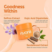 Rivona Naturals Honey & Saffron Moisturizing Cream with Kojic Acid & Niacinamide | Brightens & Evens Skin Tone | Deep Hydration & Nourishment | Dermatologically Tested | All Skin Types | 50g