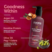 Rivona Naturals Keratin Therapy Conditioner |Nourishes & Controls Frizz with Hydrolyzed Keratin protein & Olive Oil Peg-7 Esters | Men & Women |All hair types| 250 ml