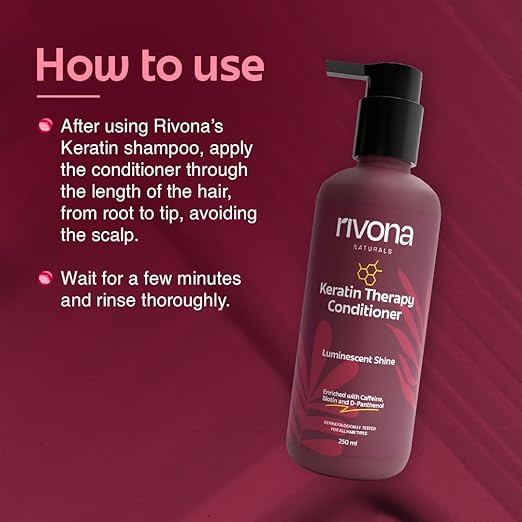 Rivona Naturals Keratin Therapy Conditioner |Nourishes & Controls Frizz with Hydrolyzed Keratin protein & Olive Oil Peg-7 Esters | Men & Women |All hair types| 250 ml