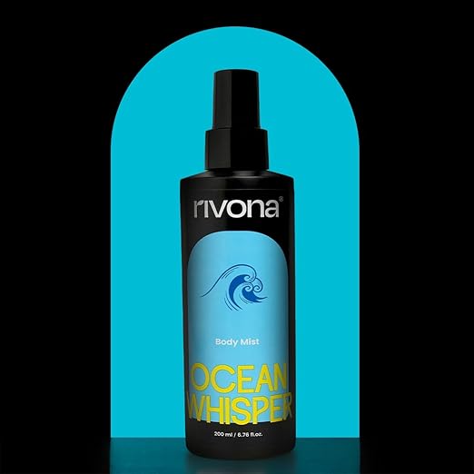 Rivona Ocean Whisper Body Mist | Aquatic & Fresh Long Lasting Body Spray for Women & Men | Lemon, Jasmine & Sandalwood | Unisex Daily Mist | 200ml