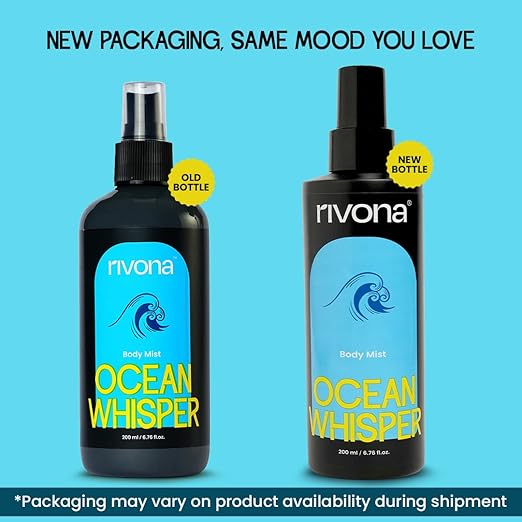 Rivona Ocean Whisper Body Mist | Aquatic & Fresh Long Lasting Body Spray for Women & Men | Lemon, Jasmine & Sandalwood | Unisex Daily Mist | 200ml