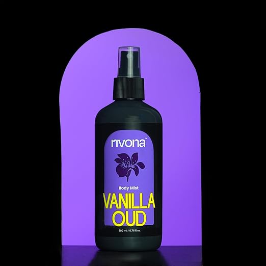 Rivona Vanilla Oud Body Mist | Warm, Sweet & Woody Body Spray for Women | Vanilla, Oud, Cherry & Tonka | Long Lasting, Skin-Friendly Mist | 200ml