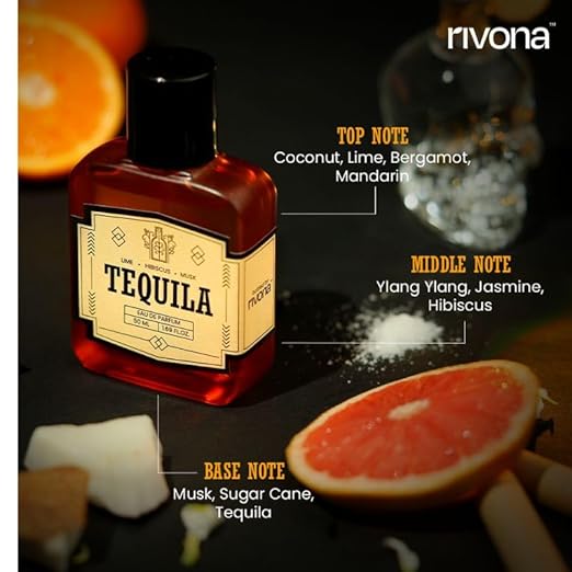Rivona's Tequila Perfume - Zesty & Citrus, Long-Lasting Fragrance with Tequila, Bergamot & Lime, Unisex Eau de Parfum | Ideal for special occasions | 50ml