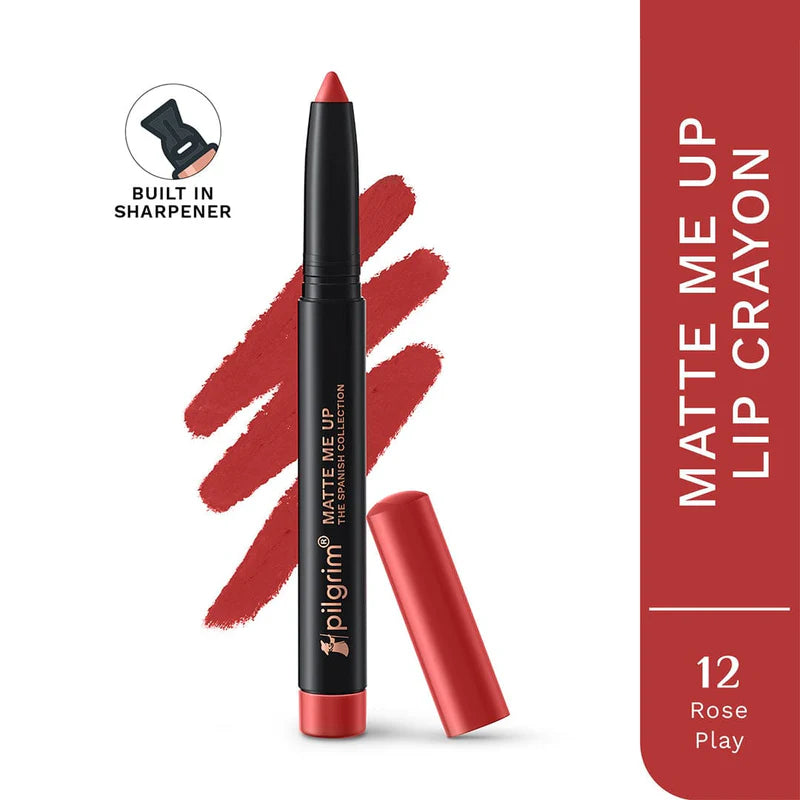 Pilgrim Long Lasting Crayon Lipstick | Intense Matte Finish | Waterproof & Lightweight | Highly Pigmented & Enriched With Ceramides & Mango Seed Oil | Smooth Glide Application