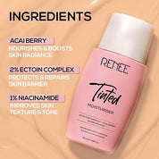 RENEE Tinted Moisturiser - Sunkissed Sand| Hydrates, Boosts Radiance, Repairs Barrier & Brightens Skin | With Niacinamide, Acai Berry & Ectoin | 50 ml