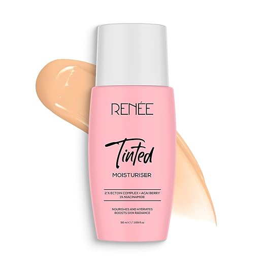 RENEE Tinted Moisturiser - Sunkissed Sand| Hydrates, Boosts Radiance, Repairs Barrier & Brightens Skin | With Niacinamide, Acai Berry & Ectoin | 50 ml