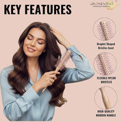 Round Hair Brush with Nylon Bristles - Pink | For Curls, Volume & Waves | Men & Women | All Hair TypesORO-053)