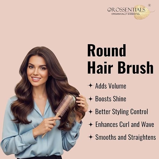 Round Hair Brush with Nylon Bristles - Pink | For Curls, Volume & Waves | Men & Women | All Hair TypesORO-053)