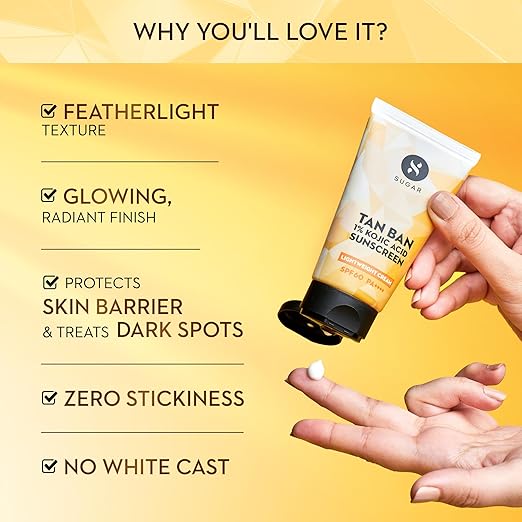 SUGAR Cosmetics Tan Ban 1% Kojic Acid Sunscreen SPF60