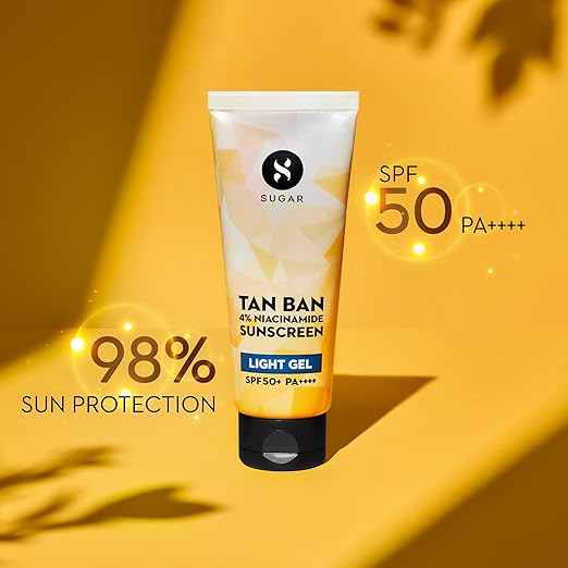 SUGAR Cosmetics Tan Ban Sunscreen SPF50 PA++++ Light Gel with 4% Niacinamide & 1% Hyaluronic Acid